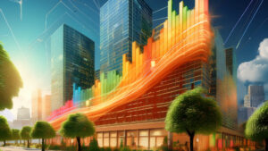 An energy savings grid overlays a cityscape to represent energy costs for summer 2025.