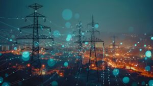 Power lines with energy overlays signify energy demand management programs.