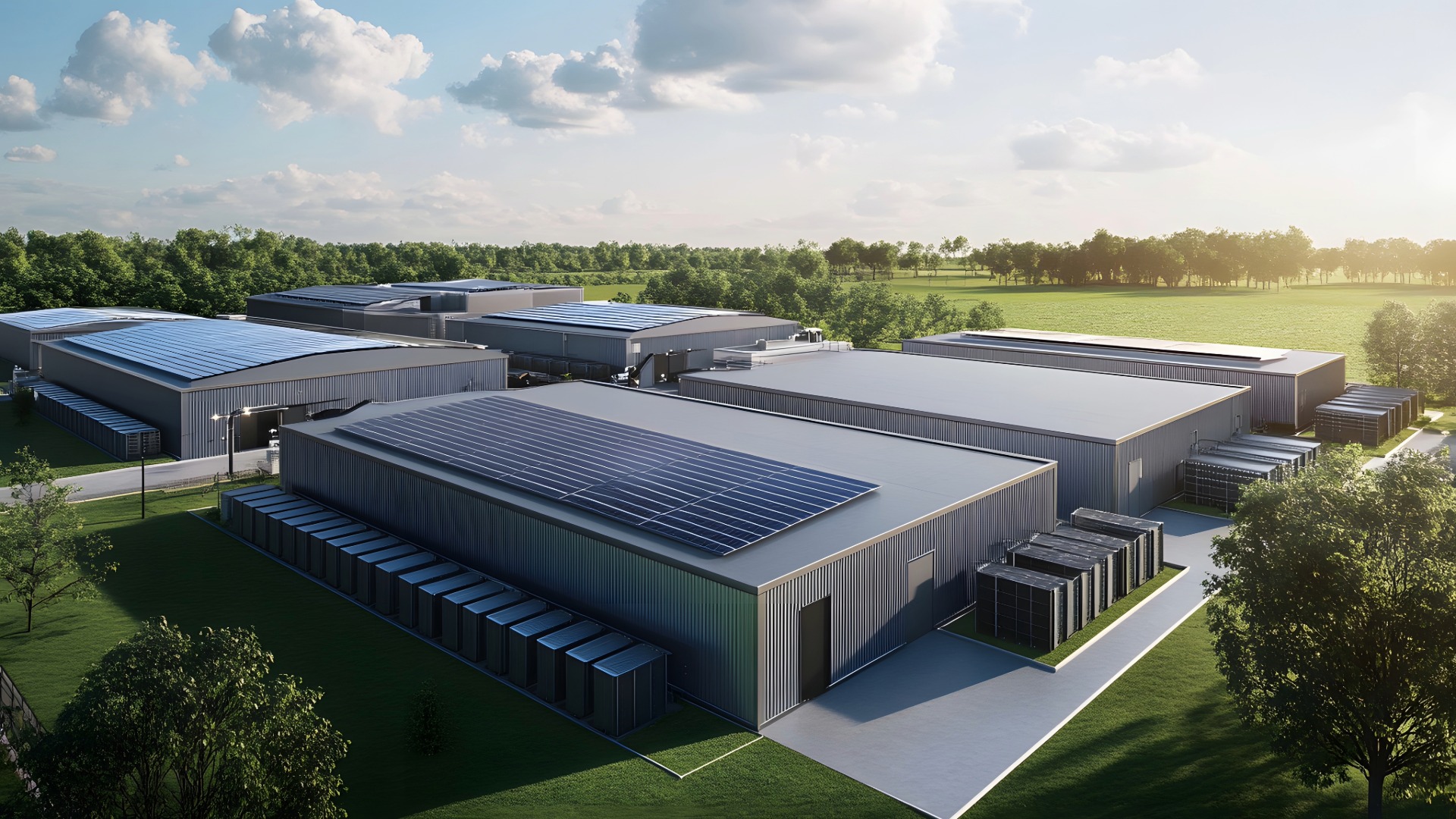 The exterior of a data center campus.