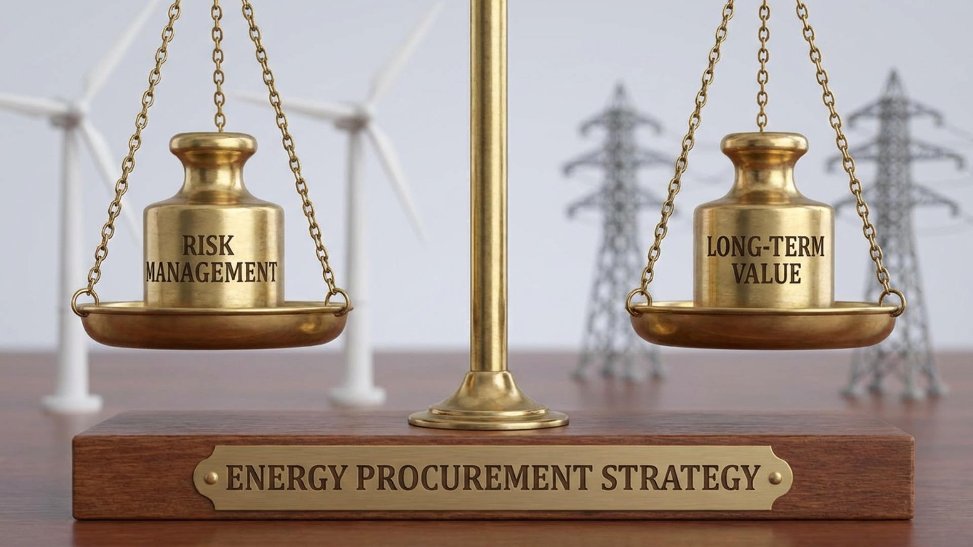 Scales weighing public sector energy bidding options.