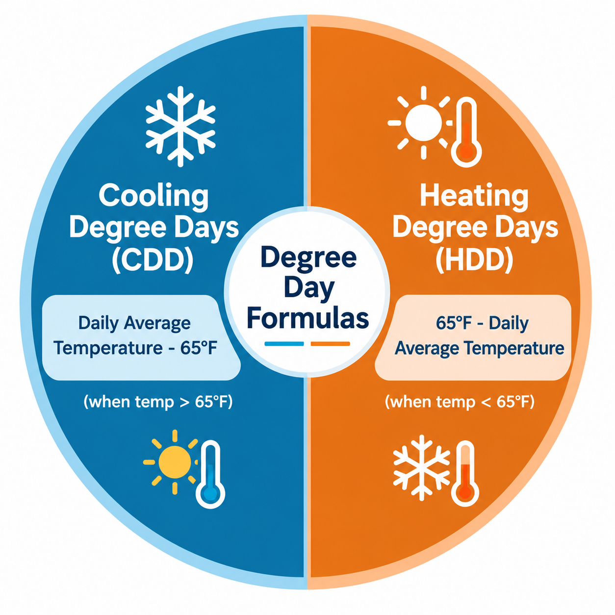 A degree day formulas chart for utility budget forecasting