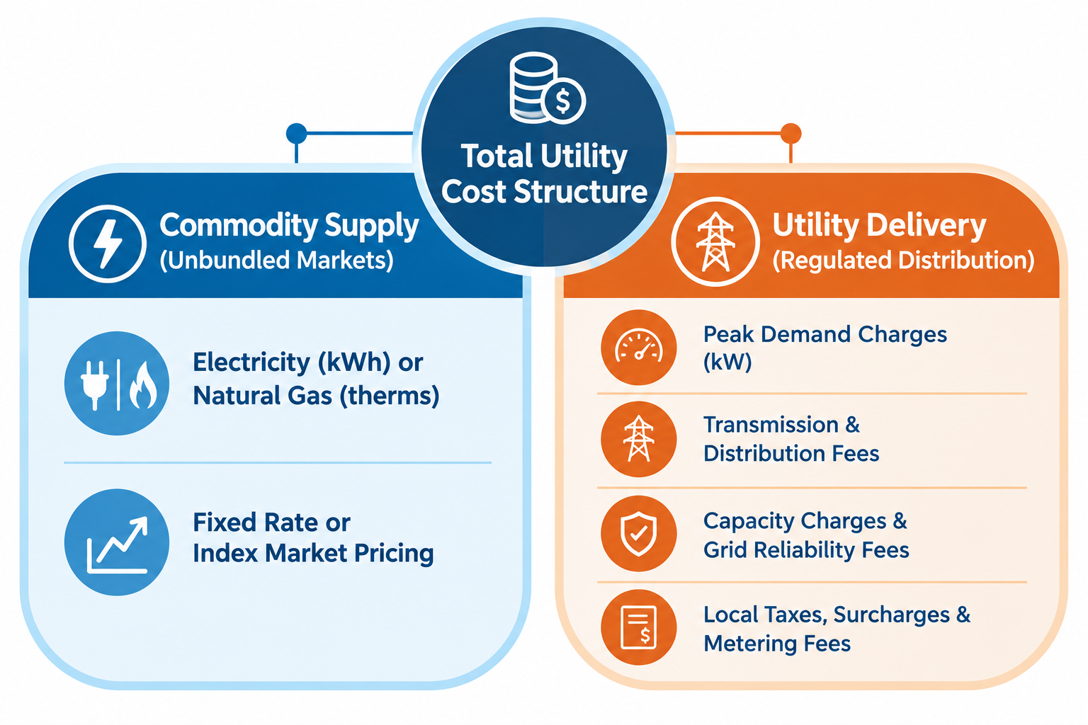 Total Utility Cost Structure chart for utility budget forecasting