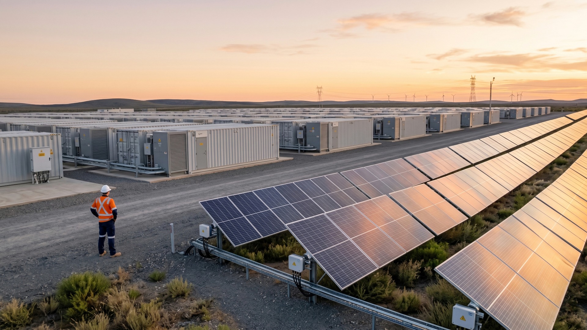 Battery storage area for collecting energy produced by solar panels.